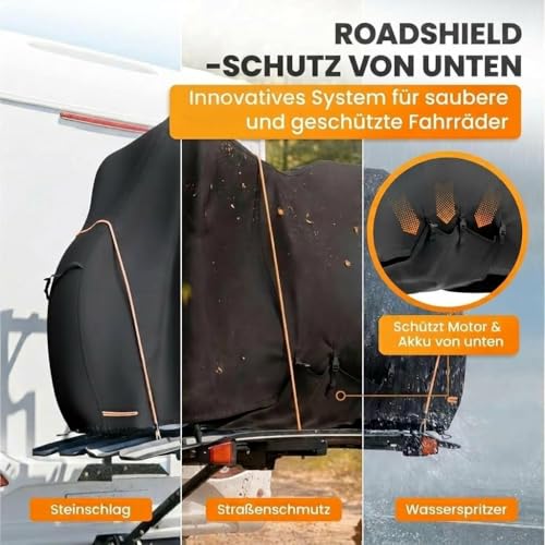 NATURIZ® Fahrradabdeckung Heckträger wasserdicht & reißfest - Fahrradschutzhülle mit 6m Spannseil - Fahrradplane für 2 Fahrräder - Ebike Transportschutz Set, Fahrradhülle, Bike Cover (2 Fahrräder)