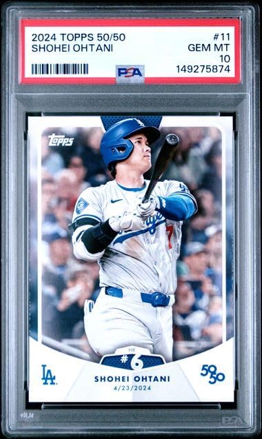 Graded Psa Gem Mint 10 Shohei Ohtani #11 Baseball Card 50/50 Home Run And Stolen Bases Club Dodgers 4 time Mvp Superstar. Celebrate Home Run #6 During His Record Setting Season