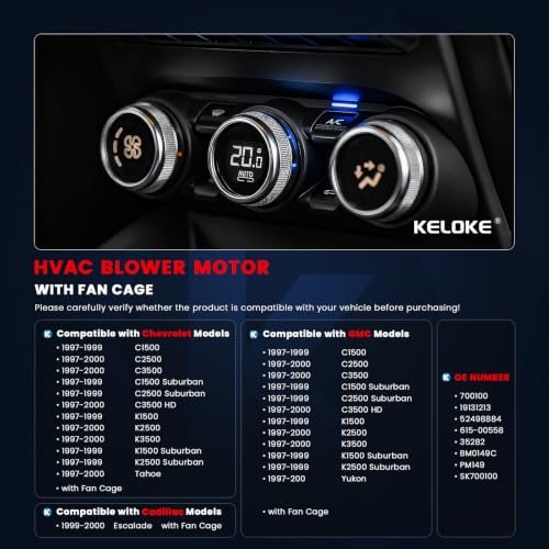 Image of KELOKE Front HVAC Heater Blower Motor Fan for Chevy, GMC & Cadillac Models