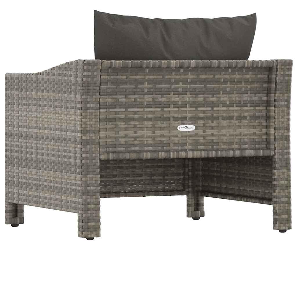 vidaXL Poltrona da Giardino con Cuscino Grigio in Polyrattan