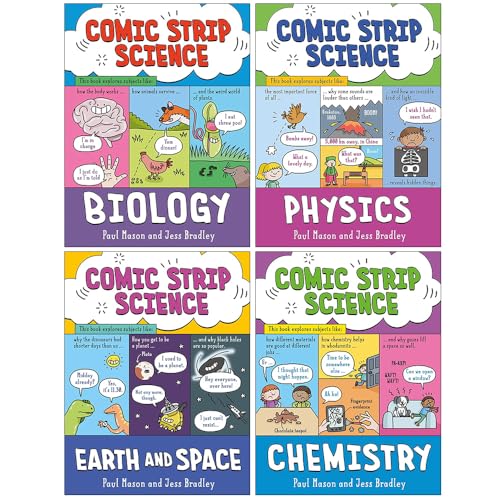 Comic Strip Science Series 4 Books Collection Set By Paul Mason (Biology, Physics, Earth and Space & Chemistry)