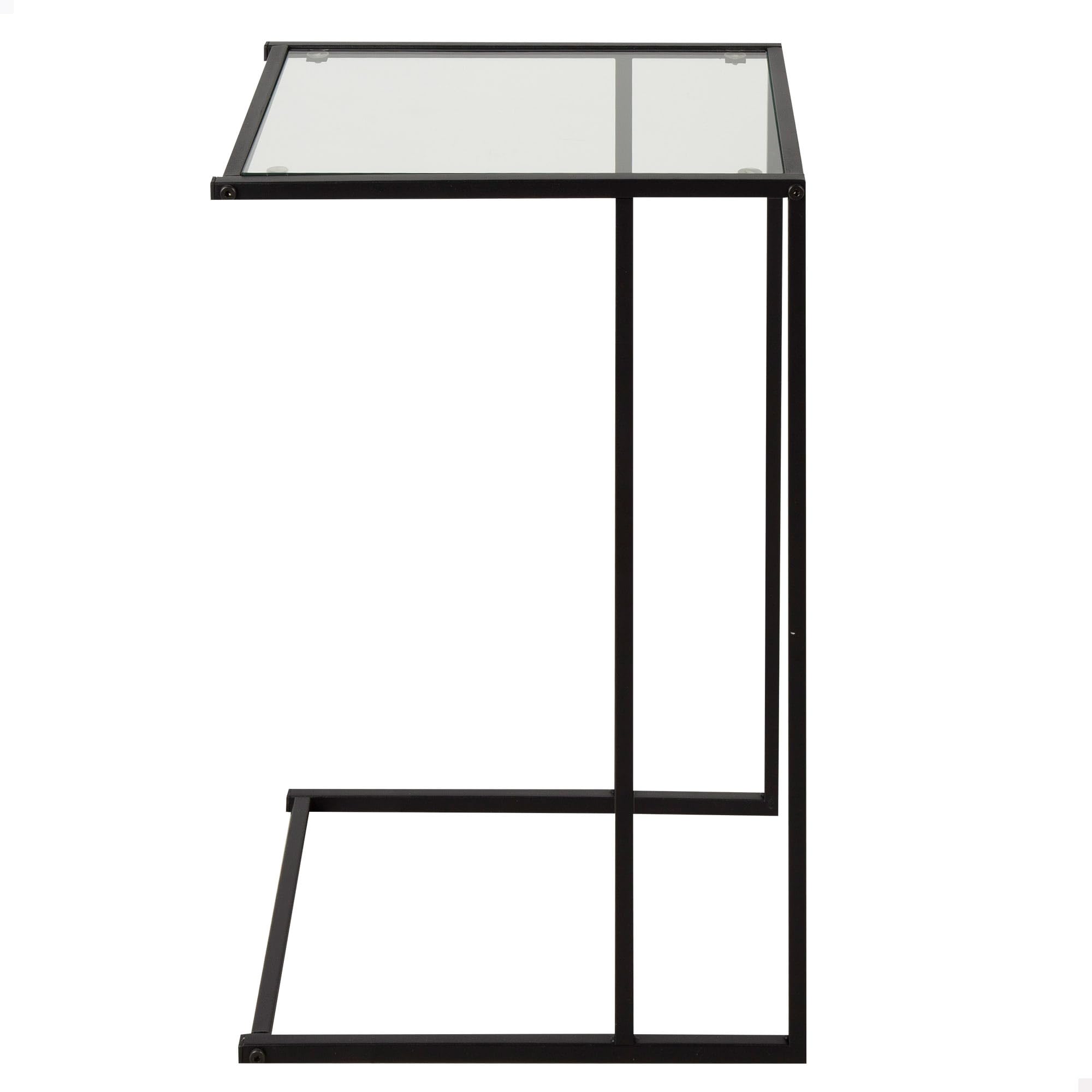 AKTIVE Tavolino Max Home, 40x30x59 cm, Portata massima 5 kg, Forma a C, Tavoli in vetro, Struttura in metallo nero, Decorativo, Soggiorno, Camera da letto, Moderno (18502)