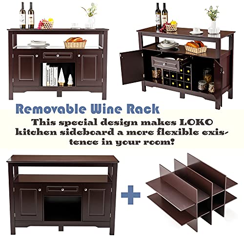 Loko Buffet Cabinet With Storage, Bar Cabinet With Removable Wine Rack, Buffets & Sideboards With Various Storage Space, 46 X 16 X 32.5 Inches (Espresso) #TOP4
