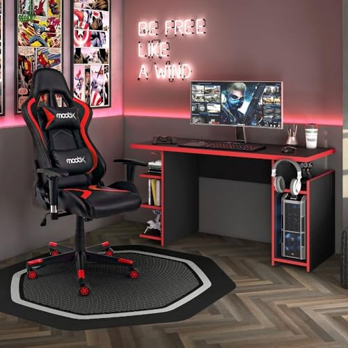 Moob Cadeira Gamer Reclinável Thunder Com Almofadas para Lombar e Pescoço Preto/Vermelho