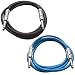 SEISMIC AUDIO - SATRX-6-2 Pack of 6' 1/4" TRS Male to 1/4" TRS Male Patch Cables - Balanced - 6 Foot Patch Cord - Black and Blue
