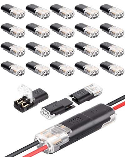 Auto Kabelverbinder Wasserdicht 2 Polig 20 Stück,2V Stecker 2-pin, Schnelle Kabelsteckverbindungen 12V für 18-22 AWG Kabel Crimp, Kabelsteckverbinder, Auto Stecker...