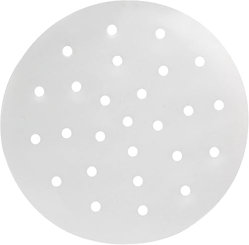 100 piezas de papel de bola de masa de bambú de papel vaporizador de 7 pulgadas con agujeros, papel pergamino para freír al aire, hornear