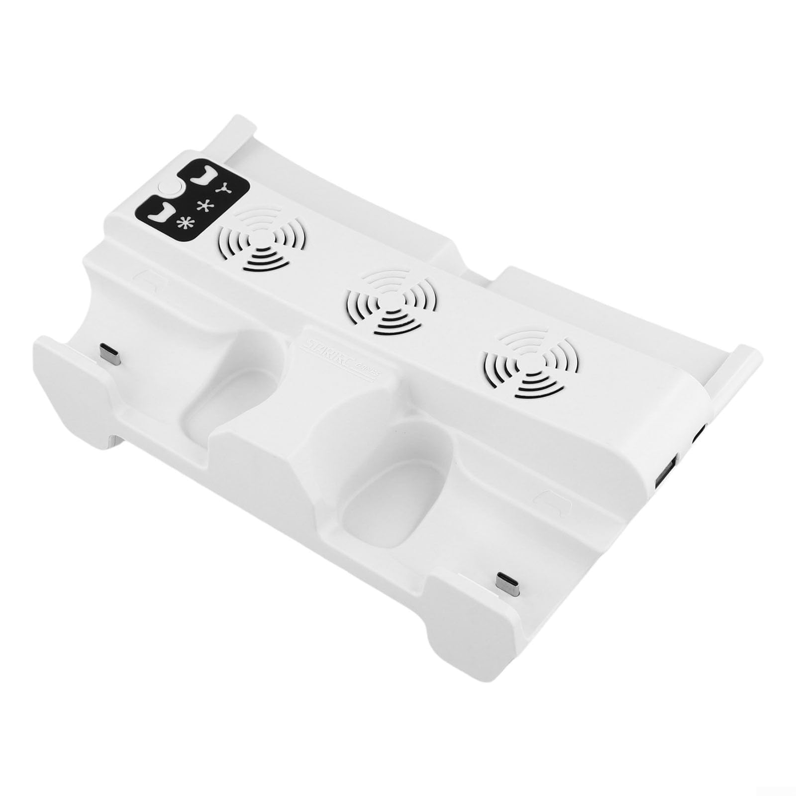 ZYNCUE Supporto di raffreddamento orizzontale bianco per console PS5 Pro/Slim, ventola a 3 velocità e doppio dock di ricarica, luci di stato a LED, design compatto in ABS