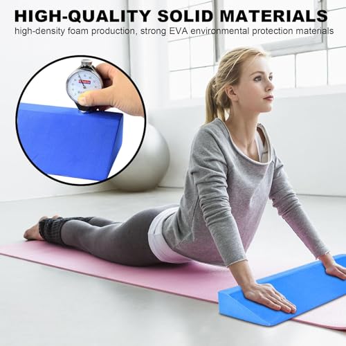 Yoga Foam Wedge - Squat Wedge Block | Groot Yoga Wigblok | Yoga Wedge | Foam Helling Board Kuitstretcher | Kuitstretcher | Kniebeschermer voor professionals, beginners in yoga en pilates (blauw) - Afbeelding 3