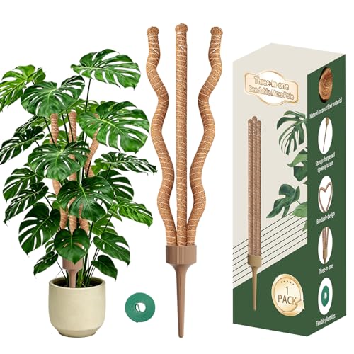3-in-1 Moss Pole Bendable Monstera Plant Support 30Inch Moss Poles for Climbing Plants Plant Stakes for Indoor Plants Plant Support for Monstera Pothos - 1 Pack