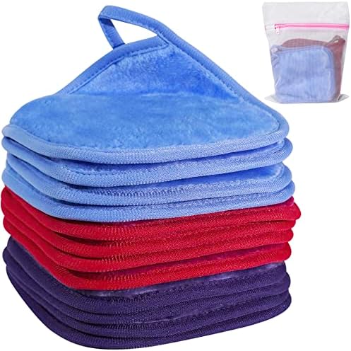 KODAMO Makeup Remover Cloth, 6 inch x 6 inch Reusable Makeup Remover Pads Washable Travel Bag, Microfiber Makeup Removal Face Wash Cloths with Just Water, Gentle Soft, Eco-friendly, 12 Pack