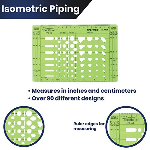 Image of Pacific Arc Pipe Fitting Template Guide, with Pipe O.D., End Bell, Flange, and Fittings