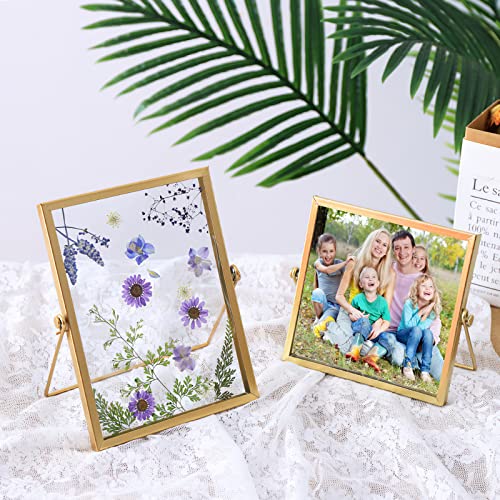 Kuuqa Set Of 4 Glass Photo Frame Antique Metal Geometric Picture Frame With Glass Cover Floating Picture Frames Metal Pressed Glass Picture Frame Floating Frame Vertical #TOP6