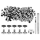 QUARKZMAN 100 Sets Leder Nieten 8mm x 6mm Metall Doppelkappe Nieten Druckknöpfe Befestigungselemente mit 3pcs Werkzeugen zum Setzen für Lederhandwerk Reparatur Dekoration, Mattschwarz