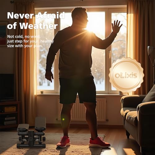 Image of OLIXIS Steppers for Exercise At Home Workout Equipment, Mini Stepper Exercise Machine for Senior Citizens, Twist Stepper with Resistance Bands, Cardio Weight Loss Equipment Home Fitness