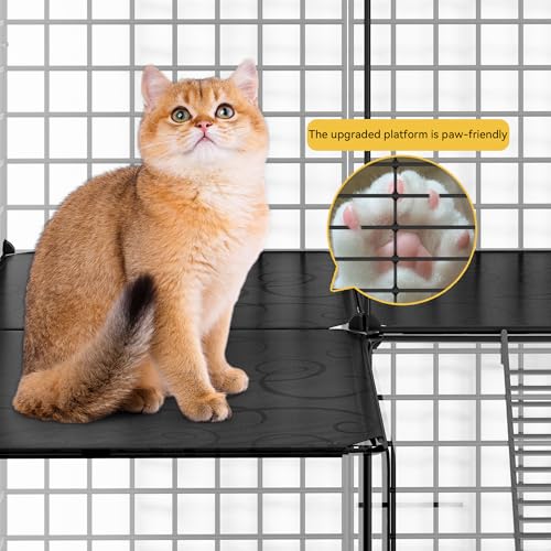 Image of DWVO 4 Tiers Large Cat Enclosure with DIY Storage Cube, Large Cat Cage, Indoor Catio Playpen with Hammock