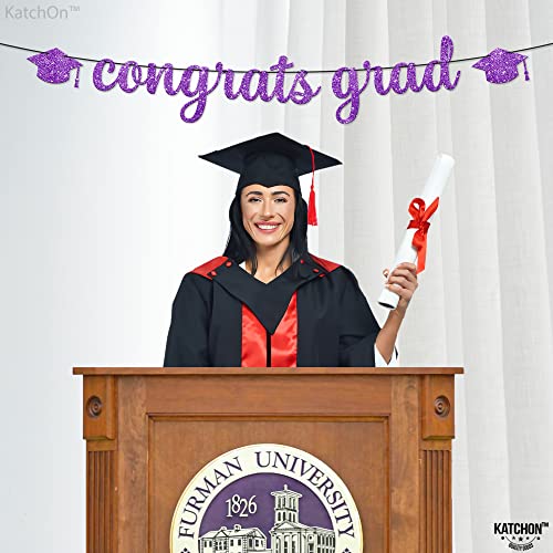 Image of KatchOn, Glitter Congrats Grad Banner Purple - 10 Feet, No DIY, Graduation Banner | Graduation Decorations 2026, Congratulations Backdrop, 2026 Graduation Party Decorations | Graduation Backdrop