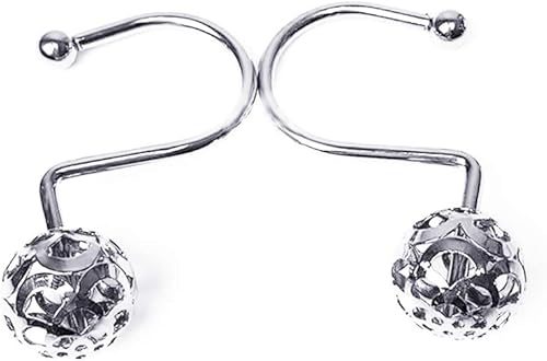 Miniatura 2 de Gracelife 12 ganchos de bola hueca para cortina de ducha, de acero inoxidable a prueba de óxido, ganchos para cortina de ducha para barra de baño