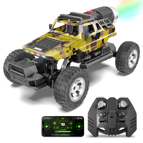 Image of Mirana Explorer 4WD 4x4 RC Car Toy for Kids - Remote & App Controlled Vehicle - Off Road Rock Crawler Monster Truck ATV - Type-C USB Rechargeable - for Boys & Girls 4 to 10 Years (Military Camo)