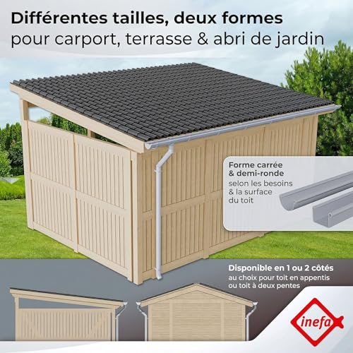 Gouttière NW100 PVC demi-ronde marron de 6m pour abri de jardin - 4
