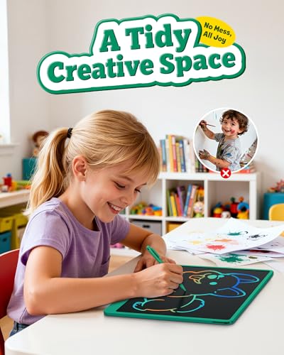 Image of Bravokids 16 Inch LCD Writing Tablet for 3-8 Year Olds - Electronic Drawing Pad and Doodle Board as Educational Birthday Gifts for Girls and Boys (Green)