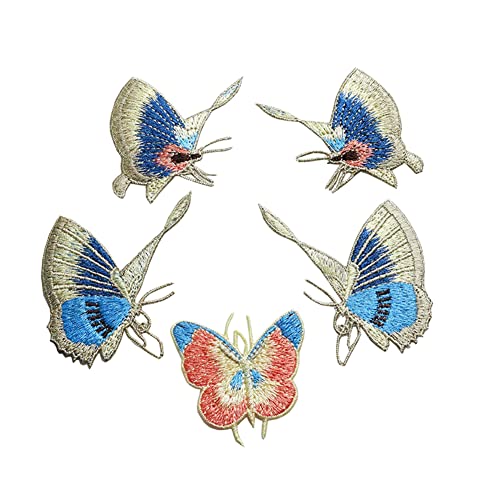 5 Stück Tier Schmetterling Patch Aufbügelflicken Kleidung Applikationen Zart Bestickt für DIY Dekoration T-Shirt Rucksack Hoodies Schuhe Taschen Cover
