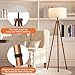 LiteHistory Wood Tripod Floor Lamps for Living Room, Bedroom, and Office,Standing lamp with Beige Linen Shade, 12W Three-Color Bulb Included, Pull Chain Switch, Tall lamp for Mothers Day Gifts, Brown