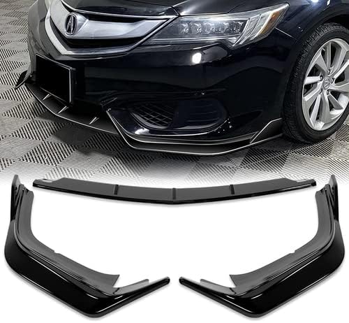 3 Pieces ABS STP-Style Front Bumper Lip Spoiler Splitter Side Body Kit Trim Protection Compatible with 2016-2018 Acura ILX Sedan, 2017 (Painted Black)