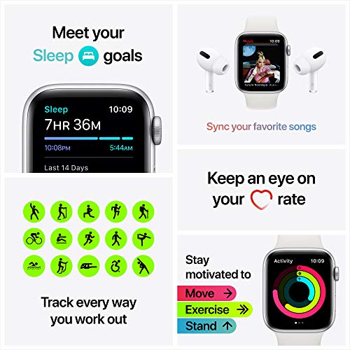 Apple Watch Serie SE 40mm GPS/Caixa de Alumínio Prata com Pulseira Esportiva Branca