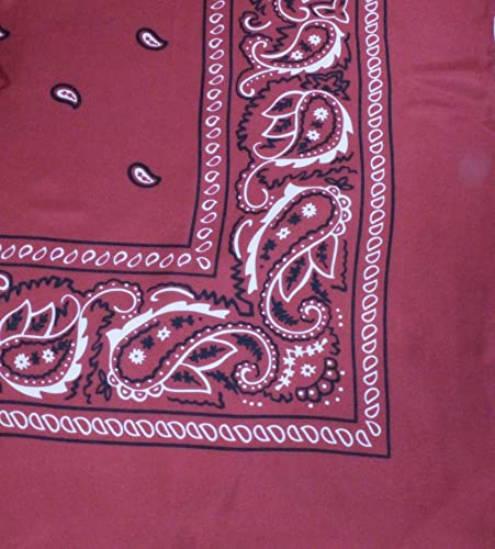 Wyoming Traders Bandana Print Cowboy Wild Rag 100% Silk Scarf Multiple Colors 34.5" and 42." (Red, 42 Inch)2
