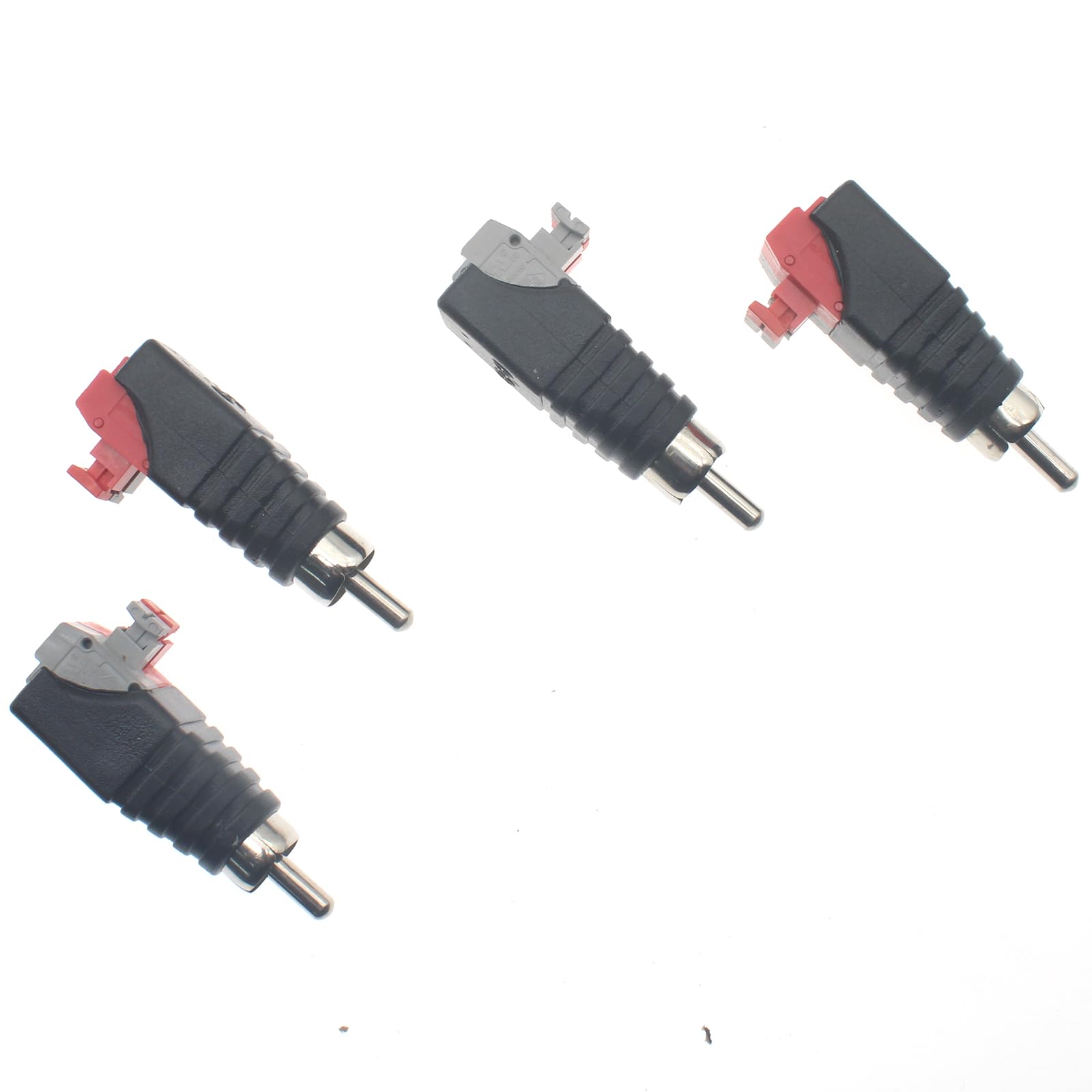 4 PCS RCA maschio adattatore di connessione a pressione cavo altoparlante a maschio RCA adattatore jack spina altoparlante portatile RCA connettore maschio per connessioni audio e video cavo
