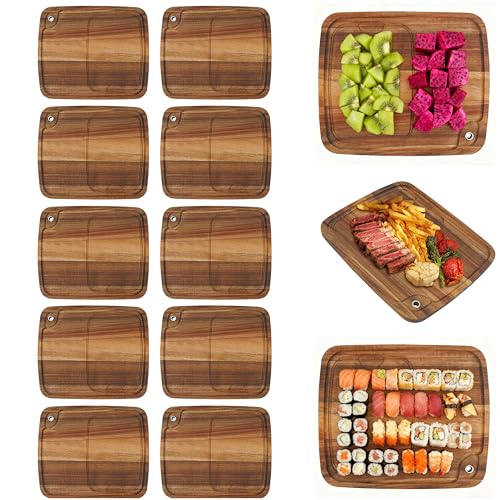 10Pcs Decorative Wooden Serving Trays, 13×11 inch Steak Tray Cutting