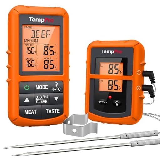 ThermoPro TP20 Digital Funk Bratenthermometer Grillthermometer Ofenthermometer Thermometer Wireless mit 2 Temperaturfühlern für BBQ, Ofen und Grills