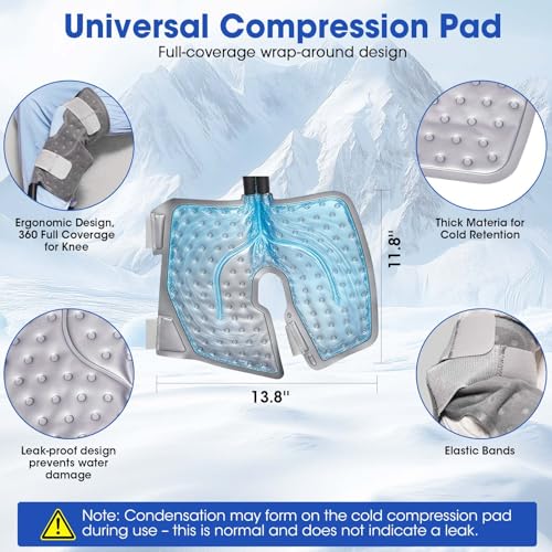 Image of MQ 14 QT Ice Machine for Knee After Surgery, Programmable Timer Gray Nylon Bucket Portable Cold Therapy Machine, Cryotherapy Pain Relief System for ACL Recovery, Sport Injuries