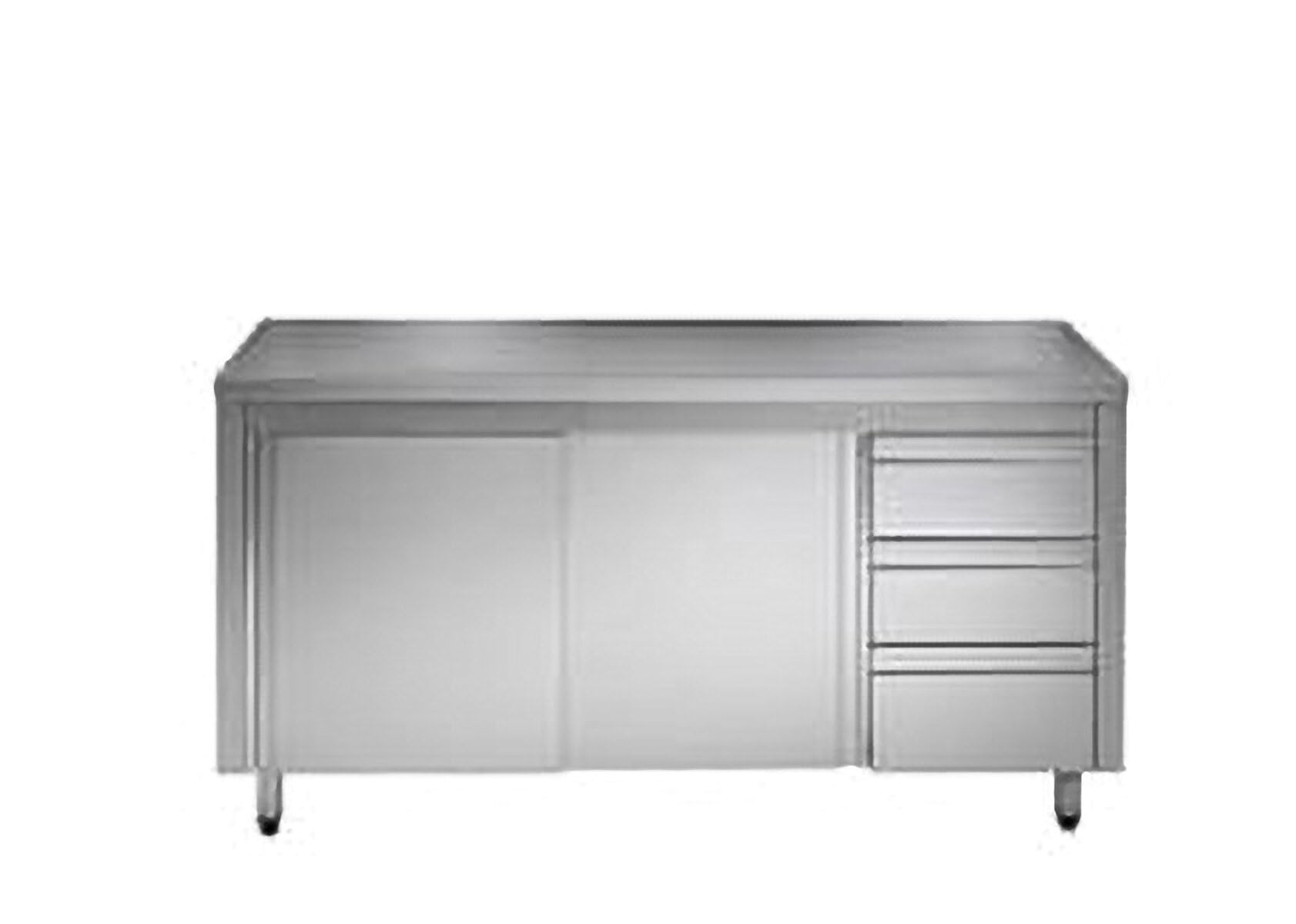 GastroHero Armadio da lavoro in acciaio inox ECO con anta a battente e 3 cassetti, 12 x 7
