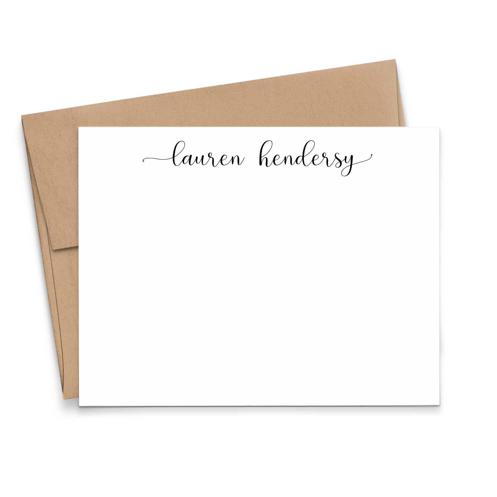 Personalized Stationery for Women, Modern Script FLAT Note Cards with Envelopes, Personalized Stationary Set for Women, Your Choice of Colors and Quantity