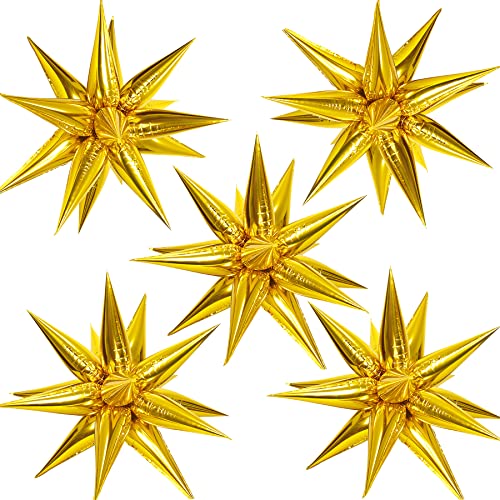 ZAKVOOR 60 Pcs Star Balloons 12 Spike Foil Explosion Party Decoration Balloons for Christmas New Year Eve Graduation Birthday (Gold) by ZAKVOOR - Used condition - US$5.94