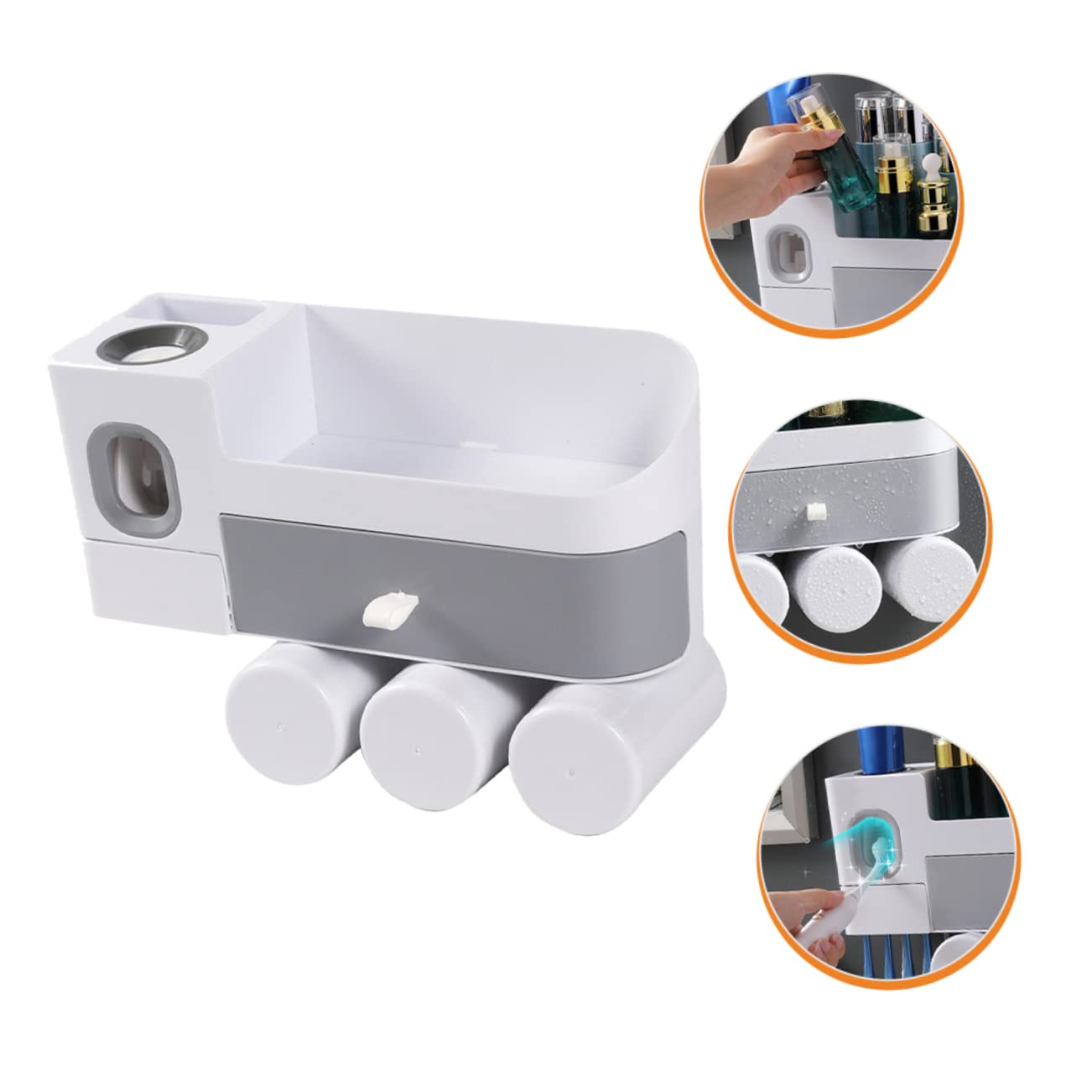 Porta Spazzolini Da Bagno Parete Con Bicchieri Organizzatore Senza Design Pratico e Resistente Spazio Di Archiviazione Ottimizzato Per Dentifricio e Spazzolini Facile Installazione