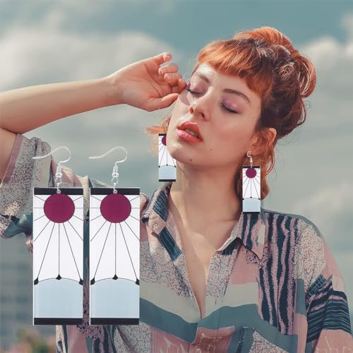 2Pcs Demon Slayer Ohrringe, Cosplay Anime Ohrringe, Cartoon Acryl Zubehör Unisex Geschenk, Cosplay Requisiten Zubehör für Kinder
