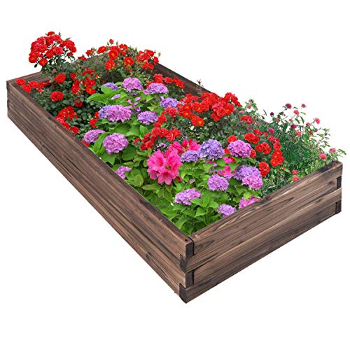 TimmyHouse Wooden Raised Garden Bed Kit Elevated Planter Box for Growing Herbs Vegetable
