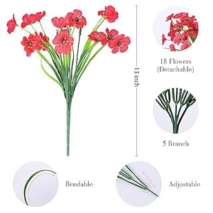   24-Bundles-Artificial-Flowers-for-OutdoorNo-Fade-Fake-Plastic-Flowers-for-Garden-Porch-Window-Box-HomeRed-White-Blue-Faux-Plants-for-4th-of-July-Memorial-Day-Independence-Day-Patriotic-Decor