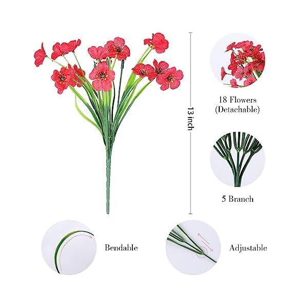  24-Bundles-Artificial-Flowers-for-OutdoorNo-Fade-Fake-Plastic-Flowers-for-Garden-Porch-Window-Box-HomeRed-White-Blue-Faux-Plants-for-4th-of-July-Memorial-Day-Independence-Day-Patriotic-Decor