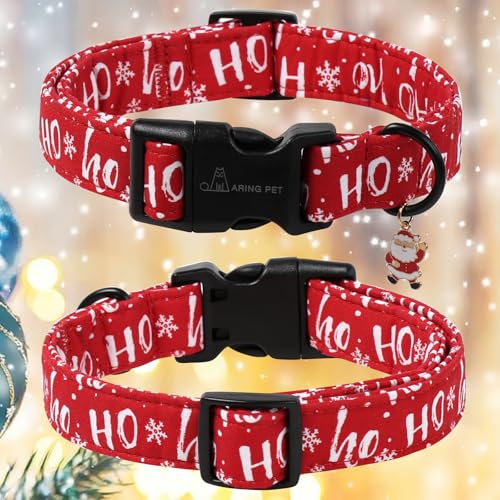 ARING PET Weihnachten Hundehalsband, Niedliche Schneeflocken Hundehalsband mit Schnellverschluss aus Kunststoffschnalle, Winter Bequemes Baumwoll Halsband für Jungen und Mädchen Hunde