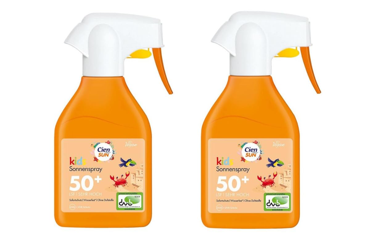 Cien Sun Kids Sonnenspray LSF 50+ 250 ml, UVA + UVB Sofortschutz, Wasserfest, Vegan (10)