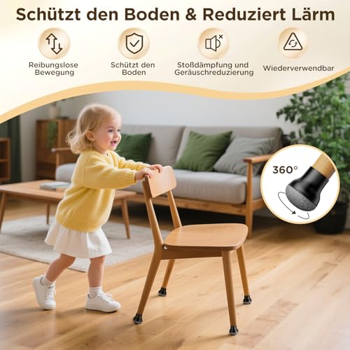 BKXCHA Stuhlbeinkappen Rund Schwarz, 16 Stück Stuhlbeinschoner Silikon Schutzkappen für Stuhlbeine Bodenschutz, Reduziert Lärm, überzieher für Stuhlbeine Runde Quadratische Harter Boden 14-18mm