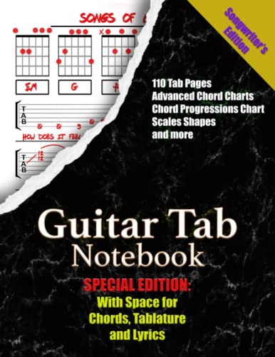 GUITAR TAB NOTEBOOK - SONGWRITER’S EDITION: Unique Combined Blank Tablature Manuscript Paper Featuring Chord Diagrams, Lyric Lines, Chord Fingering ... Musicians & Composers 8.5” x 11” 124 Pages) image 2