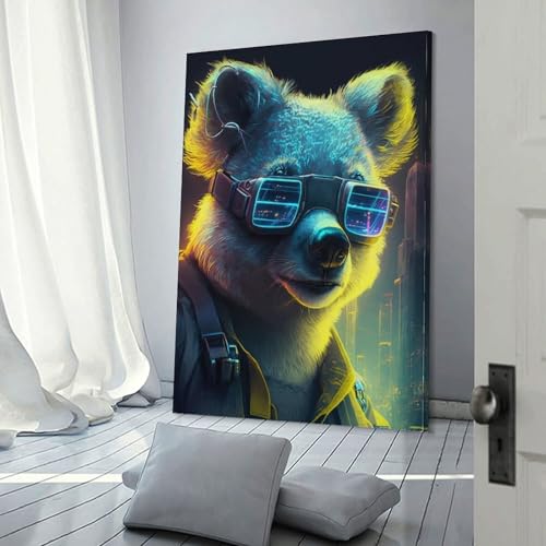 Tableau mural koala POLIUAWS toile rustique de décoration salon 30x45 cm