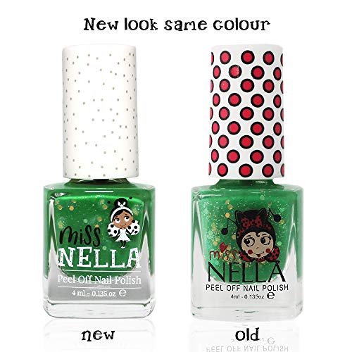 Miss Nella Kiss The Frog–Safe Special Green Glitter Nail Polish For Kids, Non-Toxic & Odor Free Formula For Children And Toddlers, Natural Water Based For Easy Peel Off #TOP3