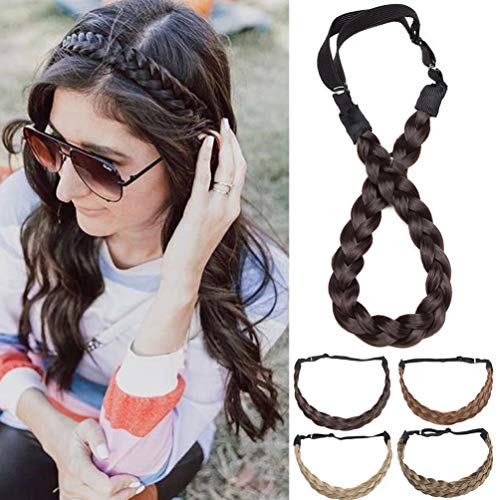 Real Fashion Hair Extensions Braided Headband Women Plaited Synthetic Hair Braid Headbands Hairpiece for Women Dark Brown