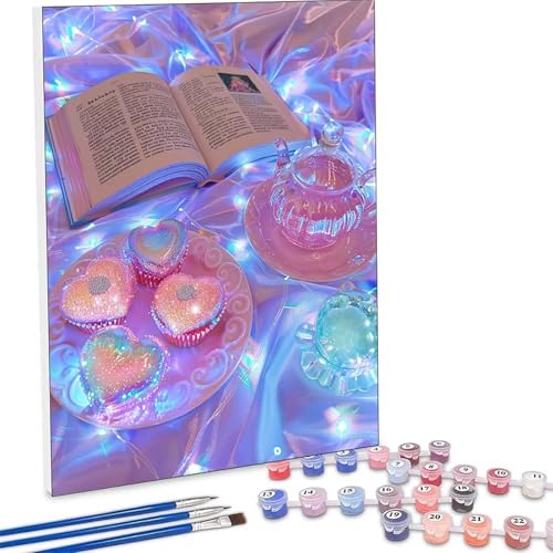 Pintar por Numeros Adultos, DIY Painting by Numbers Kits, Libro Amar Cuadros para Pintar por Numeros Pinturas Acrilicos, con Pinceles, Decoración para el Hogar Regalo 50x70cm (Sin Marco) PjY8611 U-3